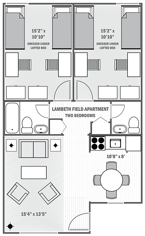 Lambeth Apartments two-bedroom sample floor plan